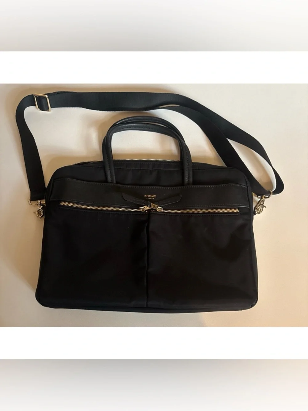 Knomo Womens Hanover 14 inch Laptop Briefcase Shoulder Work Bag in Black